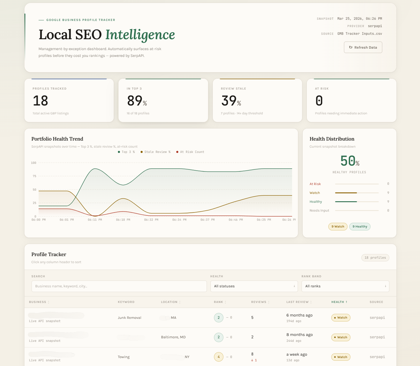 Google Business Analytics Dashboard